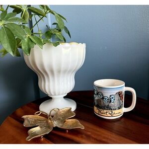 Vintage Mount Rushmore Mug Made In Korea Souvenir Coffee Cup Buffalo Scenic 80's